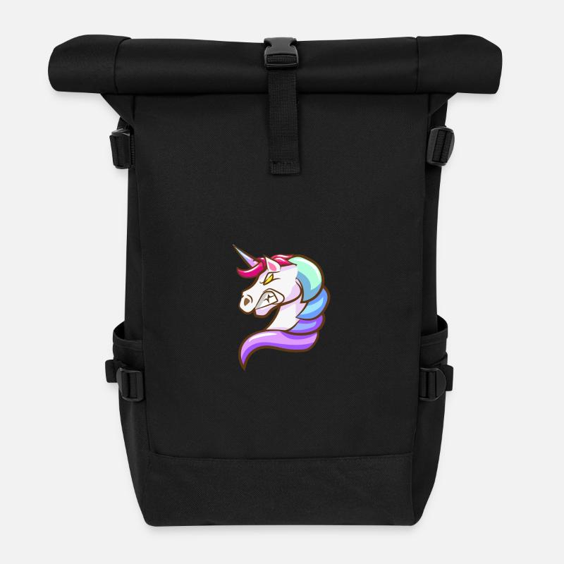 Fantasy Einhorn mit Pastellfarben - Rolltop Rucksack - Schwarz