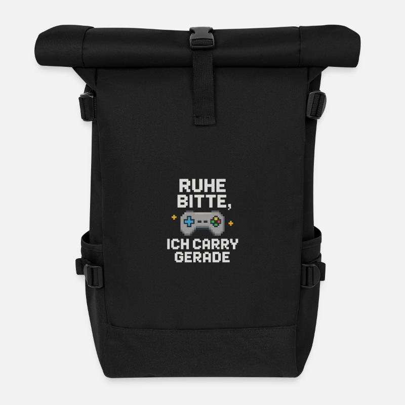 Ruhe Bitte Pixel Controller Grafik - Rolltop Rucksack - Schwarz