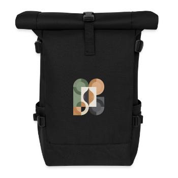 Geometrische Yin Yang Kreis Kunst - Rolltop Rucksack - Schwarz - Vorne