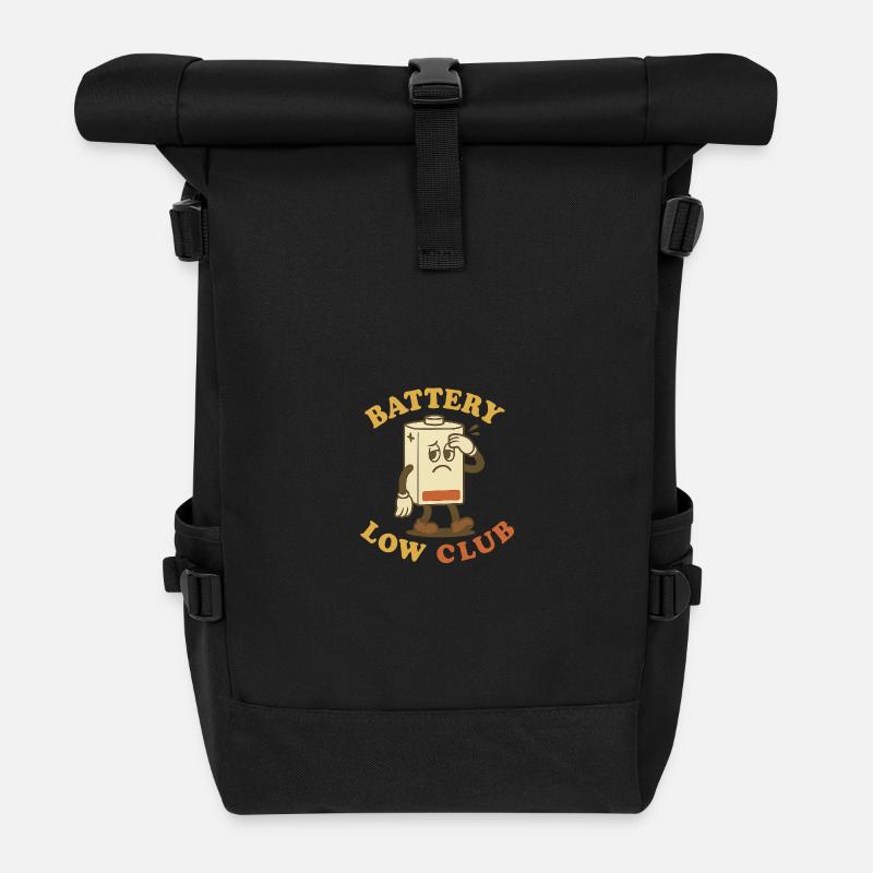 Schläger mit niedrigem Batteriestand - Rolltop Rucksack - Schwarz