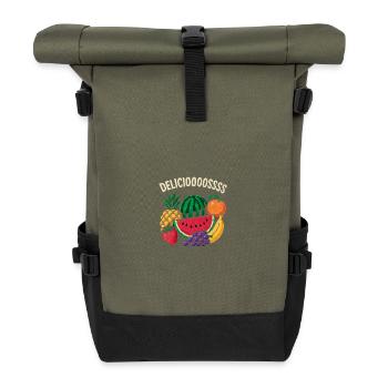 Fröhliche tropische Fruchtspritzer - Rolltop Rucksack - Olive/Schwarz - Vorne