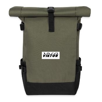 Viktor Silhouette mit Sternmotiven - Rolltop Rucksack - Olive/Schwarz - Vorne