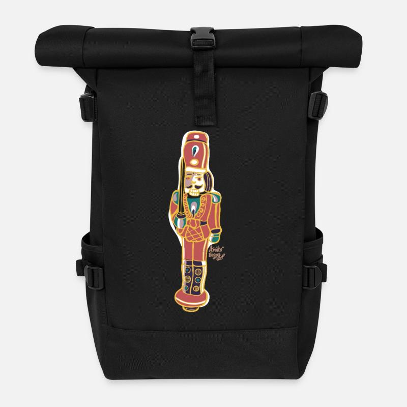Bunter Nussknacker Deco Design - Rolltop Rucksack - Schwarz
