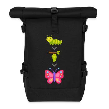 Transformation de chenille en papillon - Sac à dos roll top - noir - Devant