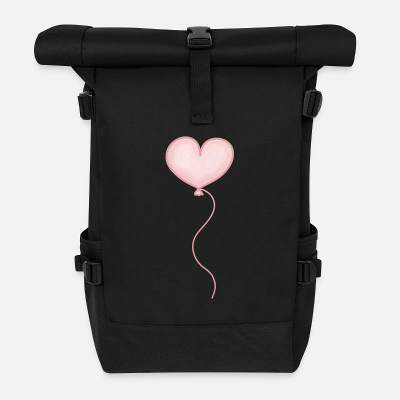 Luftballon Herz rosa pastell - Rolltop Rucksack - Schwarz