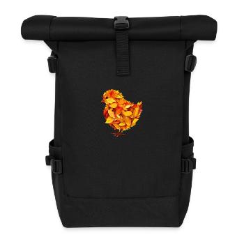 Autumn colorful leaves chicks - Roll Top Backpack - black - Front