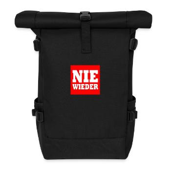 Nie wieder - Rolltop Rucksack - Schwarz - Vorne