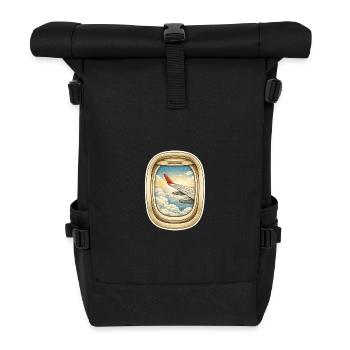 Window flight over cloud streaks - Roll Top Backpack - black - Front