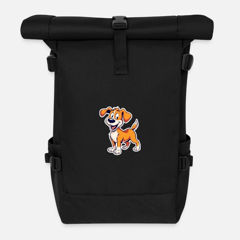 Fröhlicher Straßenhund Cartoon Hund - Rolltop Rucksack - Schwarz
