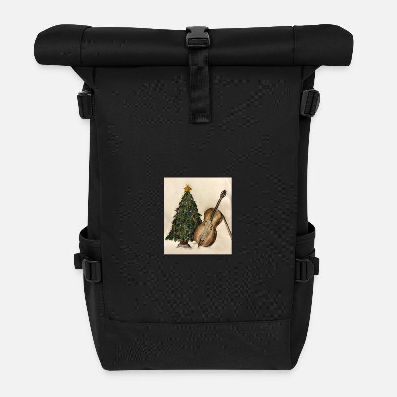 Weihnachtsmusik am Baum - Rolltop Rucksack - Schwarz