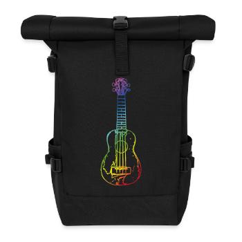 Ukulélé de style vintage - Sac à dos roll top - noir - Devant