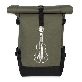 Ukulele Drawing - Roll Top Backpack - olive/black - Front