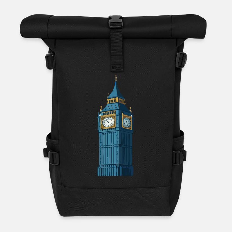 Big Ben at night - Roll Top Backpack - black