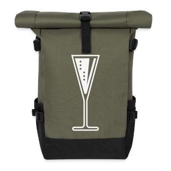 Glass Of Sparkling Wine (Funnel / Closed / White) - Roll Top Backpack - olive/black - Front
