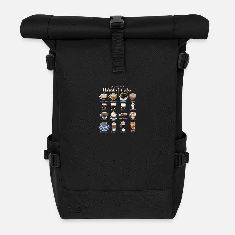 Die leckere Welt des Kaffee - Kaffee - Rolltop Rucksack - Schwarz