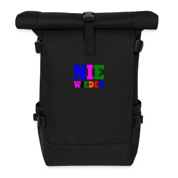 Nie wieder - Rolltop Rucksack - Schwarz - Vorne