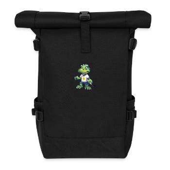 Hockey Hockeyspieler Krokodil Kawaii Comic - Rolltop Rucksack - Schwarz - Vorne