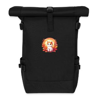 Herbstkatze auf buntem Laub: Ein entspannendes und - Rolltop Rucksack - Schwarz - Vorne