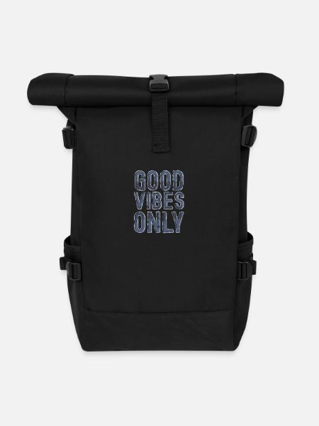 Positive Energie im Vintage-Stil - Rolltop Rucksack - Schwarz