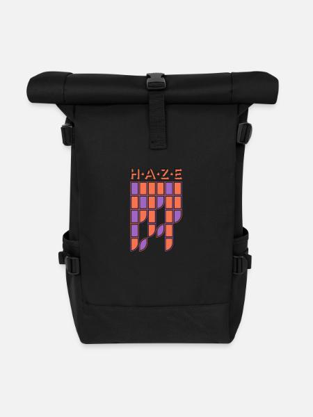 Lettering graphic - Roll Top Backpack - black