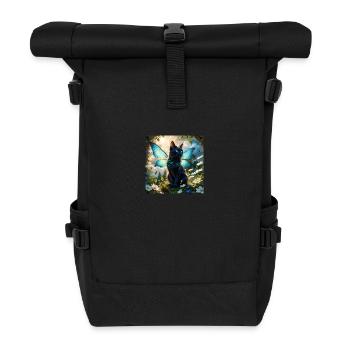 Katze mit Flügeln - Rolltop Rucksack - Schwarz - Vorne