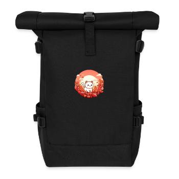 herbst katze laub bunte blätter sonnenuntergang - Rolltop Rucksack - Schwarz - Vorne