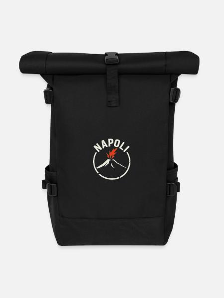 Napoli - Neapel Schriftzug mit Vesuv - Rolltop Rucksack - Schwarz