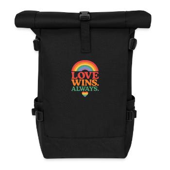 Love Wins. Always. – Pride motif with rainbow - Roll Top Backpack - black - Front