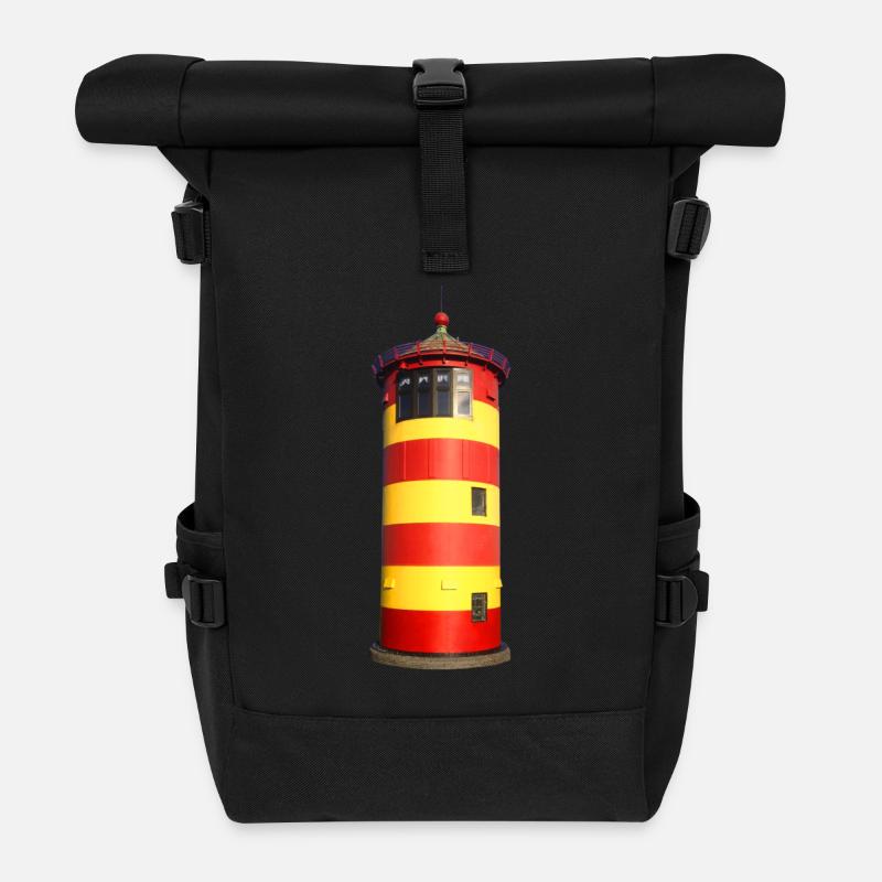 Pilsumer Leuchtturm freigestellt - Rolltop Rucksack - Schwarz