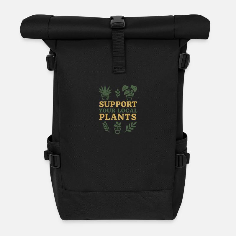 Support Your Local Plants - Roll Top Backpack - black