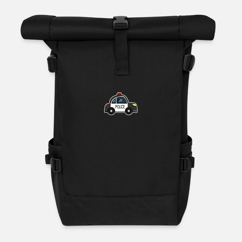 Polizeiwagen - Rolltop Rucksack - Schwarz