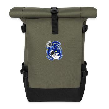 4 years old boy - 4 birthday - I am 4 - Roll Top Backpack - olive/black - Front