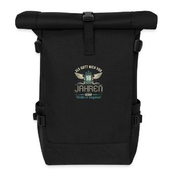 Als Gott mich vor 18 Jahren schuf wollte angeben - Rolltop Rucksack - Schwarz - Vorne
