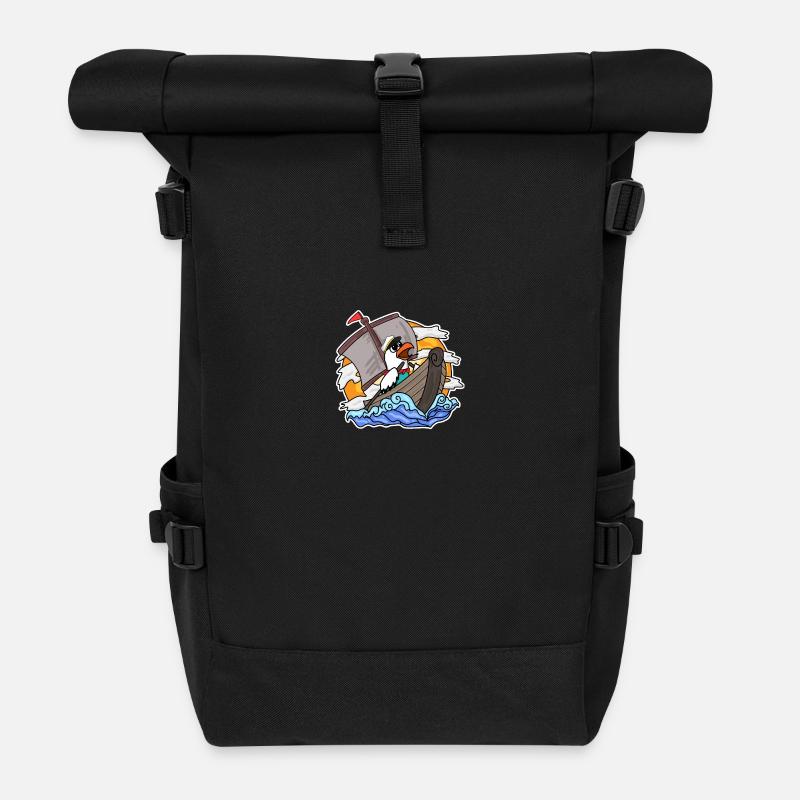 Möwe im Boot - Rolltop Rucksack - Schwarz