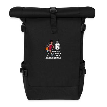 Boy plays basketball - I'm 6 - Roll Top Backpack - black - Front