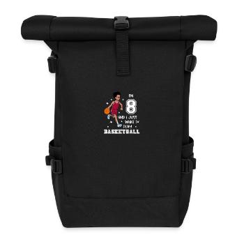 Boy plays basketball - I'm 8 - Roll Top Backpack - black - Front