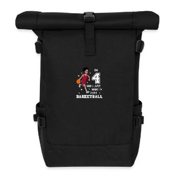 Boy plays basketball - I'm 4 - Roll Top Backpack - black - Front