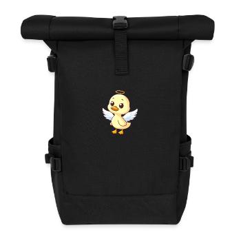 Süße Ente Engel Flügel Heiligenschein - Rolltop Rucksack - Schwarz - Vorne