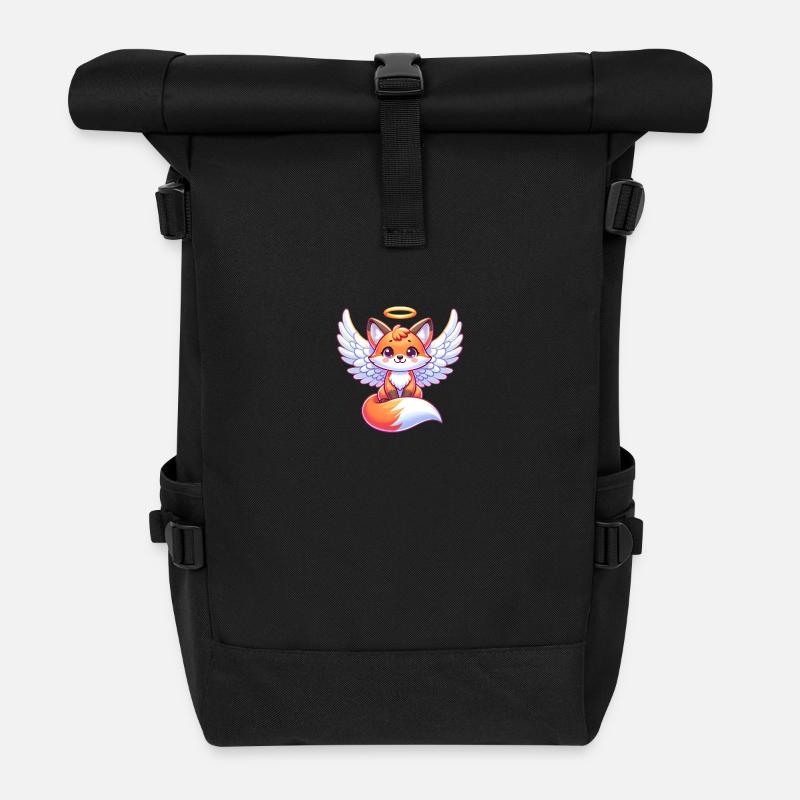 Rotfuchs Engel Heiligenschein Flügel - Rolltop Rucksack - Schwarz
