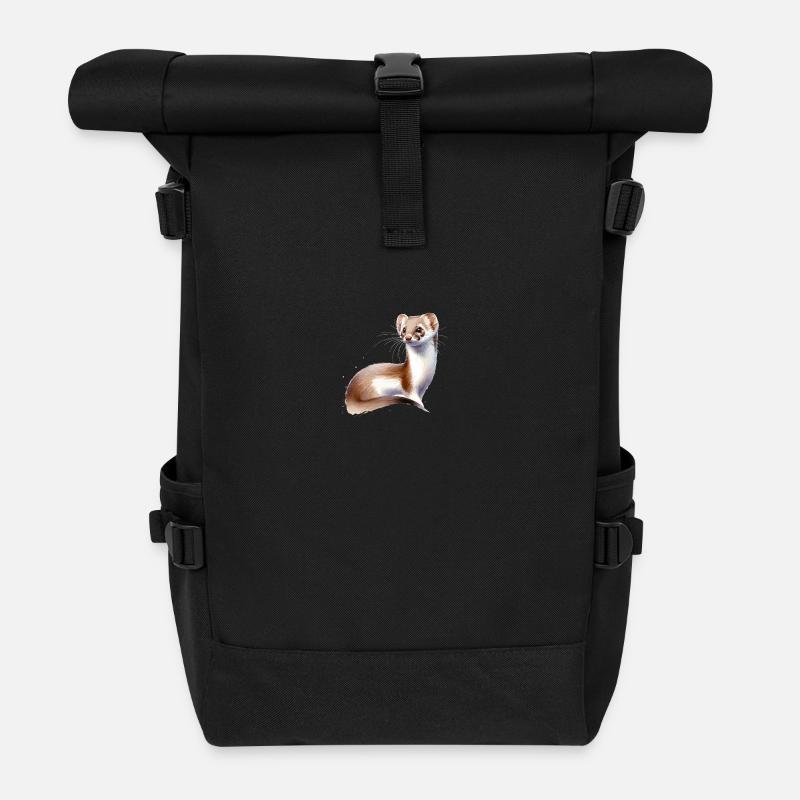 Watercolor Mauswiesel - Rolltop Rucksack - Schwarz