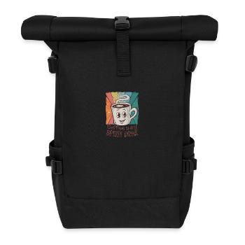 Coffee Is My Spirit Drink Retro Style - Roll Top Backpack - black - Front