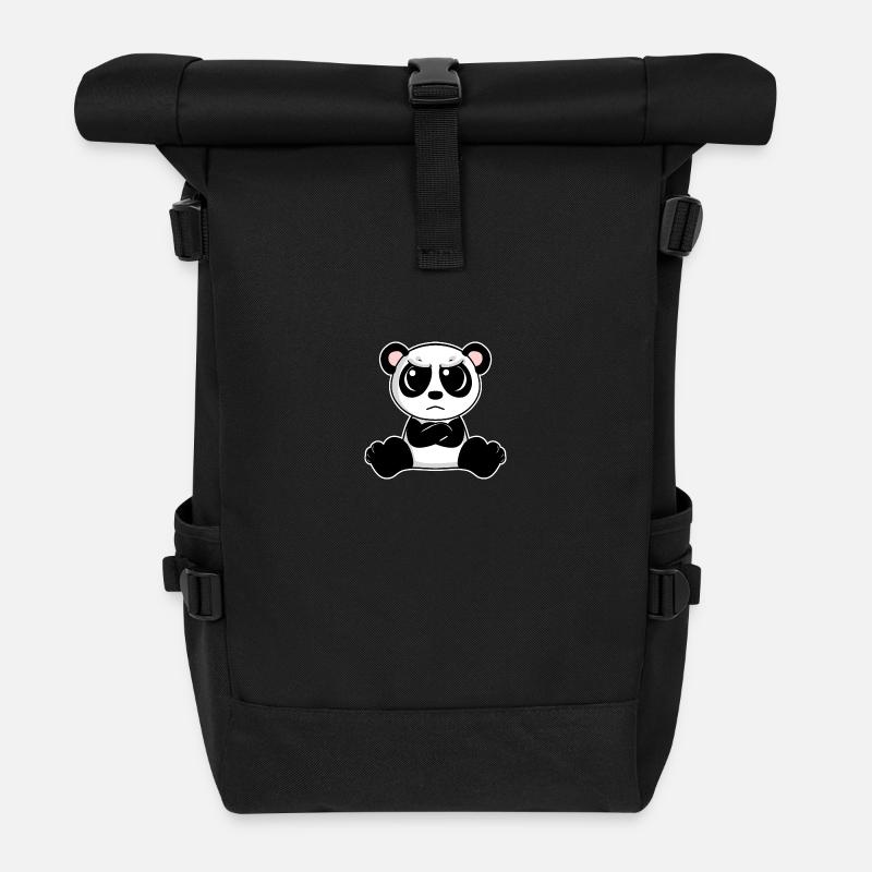 Niedlicher Panda ist genervt - Rolltop Rucksack - Schwarz