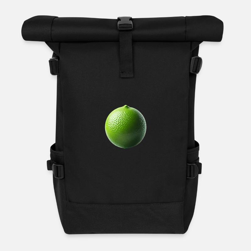 Fresh lime – minimalist nature - Roll Top Backpack - black