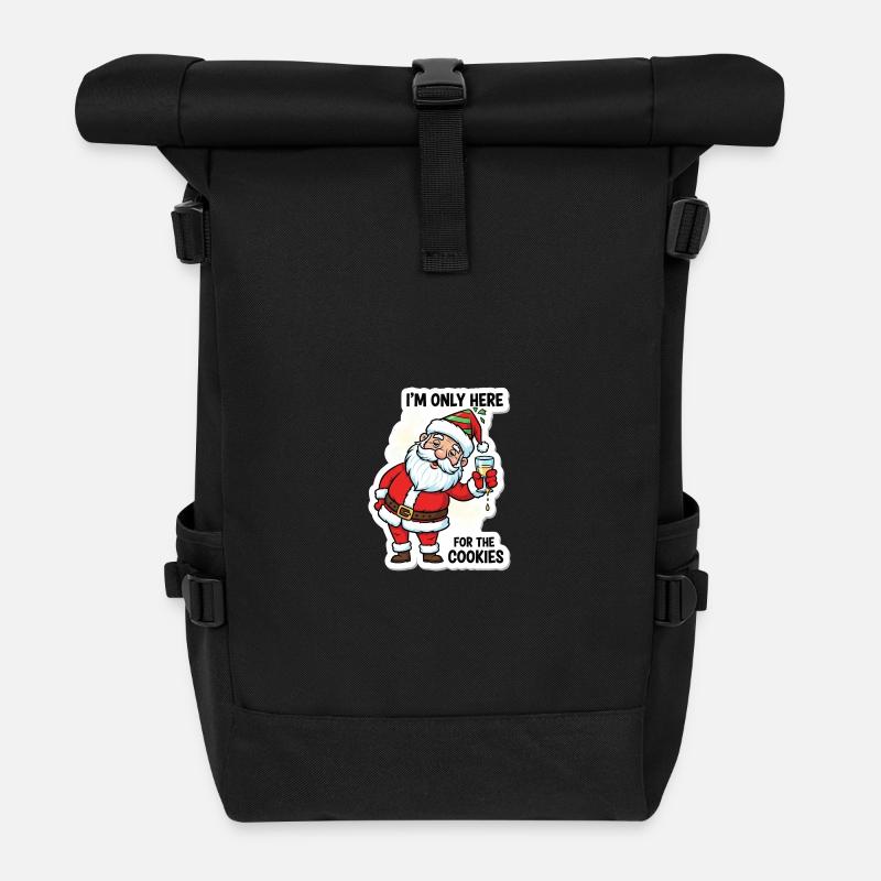 Santa Cookie Caper - Roll Top Backpack - black