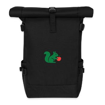 Grünes Eichhörnchen mit Apfel - Rolltop Rucksack - Schwarz - Vorne