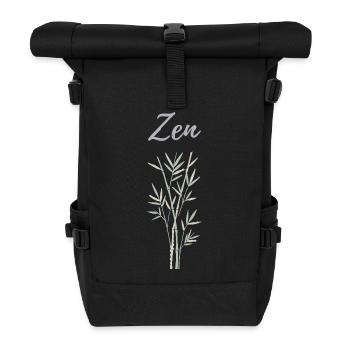 Zen Bamboo Meditation Mindfulness - Roll Top Backpack - black - Front