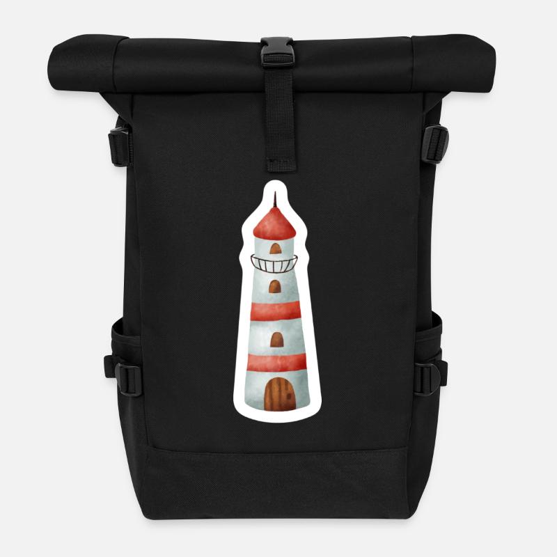 Leuchtturm - Rolltop Rucksack - Schwarz