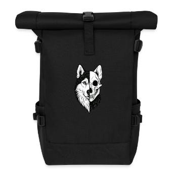 Husky Schädel Wolf - Rolltop Rucksack - Schwarz - Vorne
