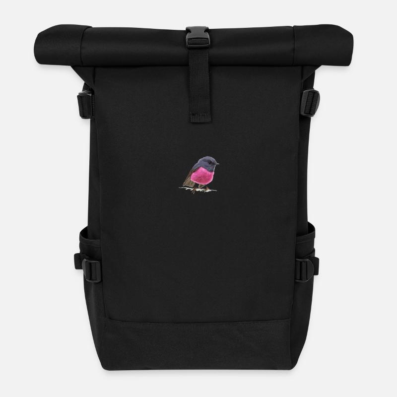 coole Vogel Pink Robin Geschenkidee - Rolltop Rucksack - Schwarz