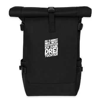 Papa Vatertag - drei Töchter - Rolltop Rucksack - Schwarz - Vorne